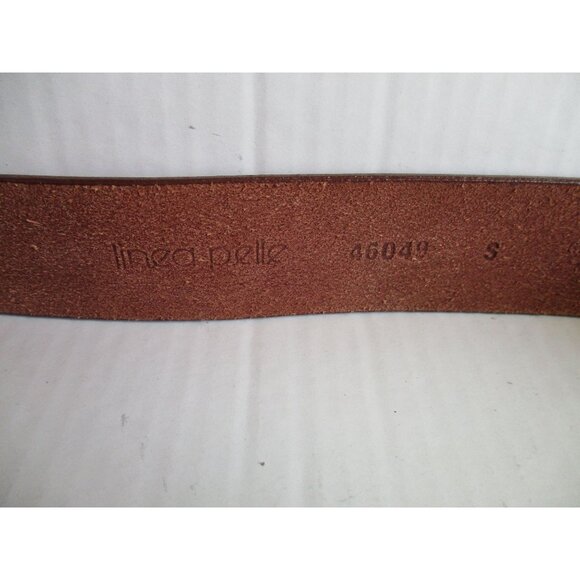 *Vintage Linea Pelle Brown Cognac Leather Belt Tapered Rawhide Design - Picture 2 of 6